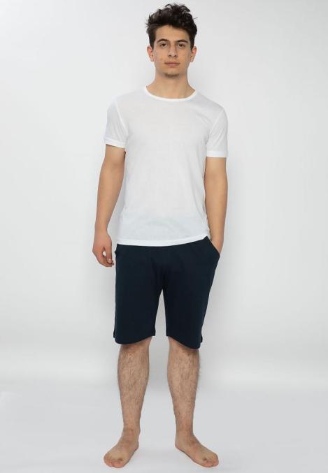Pijama Bumbac & Moda bărbați,culoare alb-bleumarin, – Engros